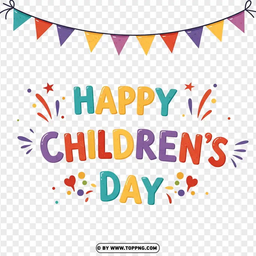 Happy Childrens Day With Festive Banner Design PNG Transparent Background