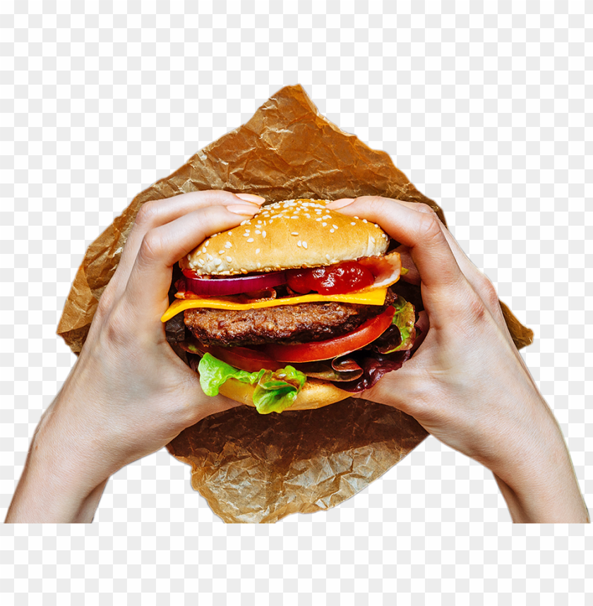 burger - hands holding a burger PNG image with transparent background@toppng.com