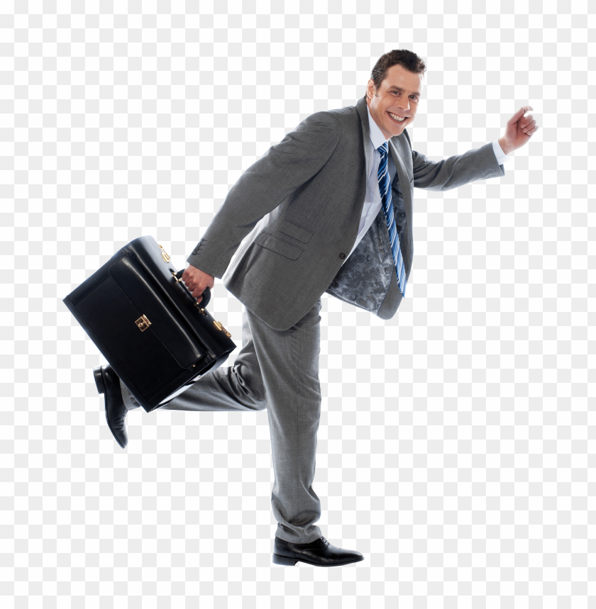 Transparent background PNG image of businessman with briefcase - Image ID 10568