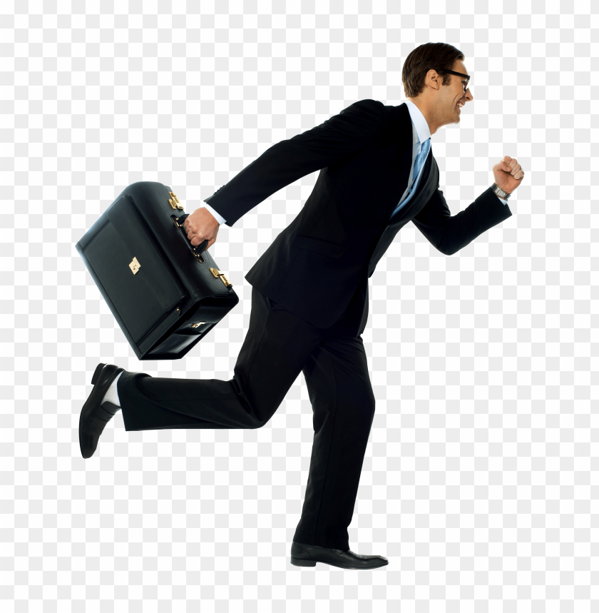 Transparent background PNG image of businessman with briefcase - Image ID 10597