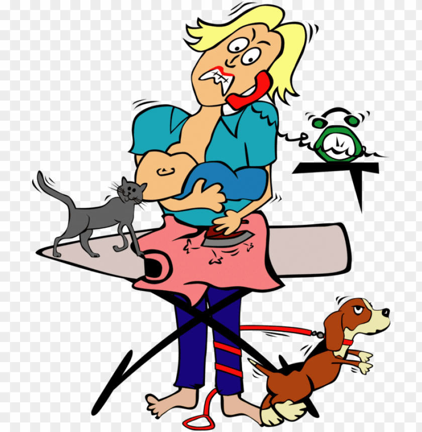 busy mom with child and petsfree vector / - funny mother's day, mother day
