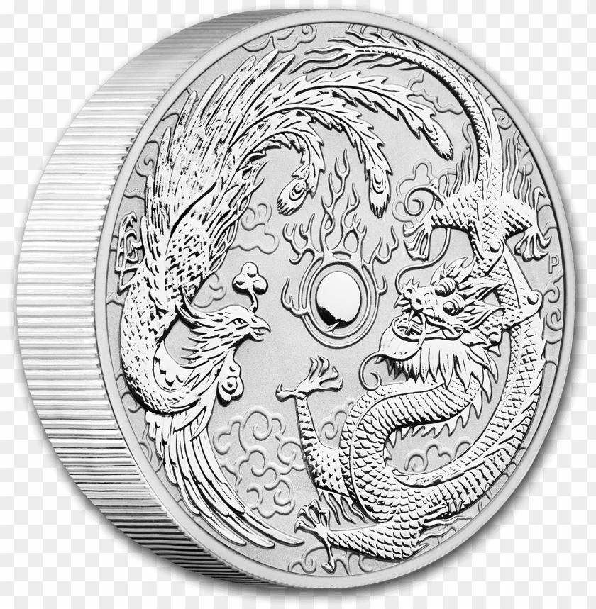 Buy 2019 Australia 10 Oz Silver Dragon  Phoenix Bu - Dragon And Phoenix Silver Coi PNG Transparent With Clear Background ID 234964