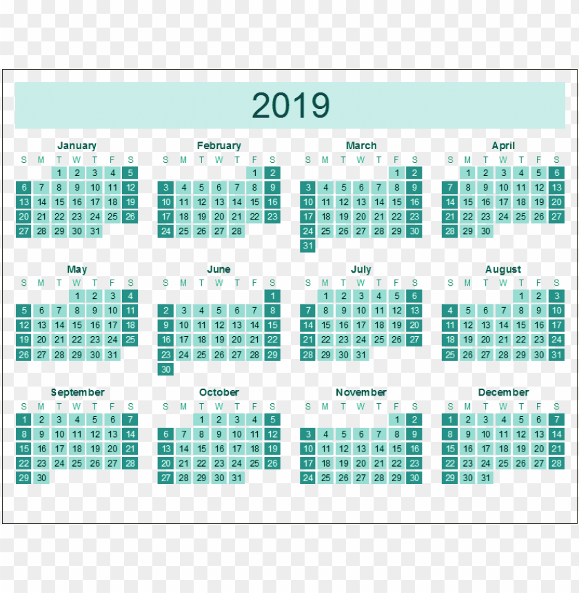 calendar 2019 green png png images background -  image ID is 37996