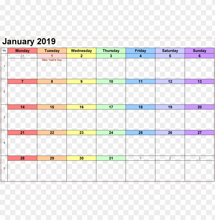 calendar 2019 rainbow png png images background -  image ID is 38007