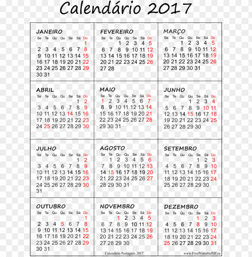 calendario brasileiro 2017