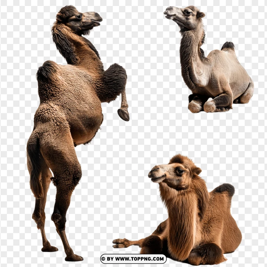 Three Camels Resting And Looking Curious PNG Transparent Background