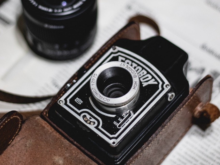 camera, retro, vintage, lens, case