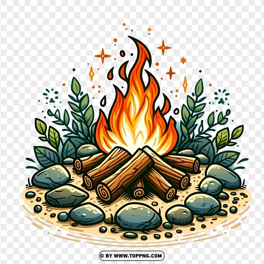 Campfire Illustration PNG Transparent Background