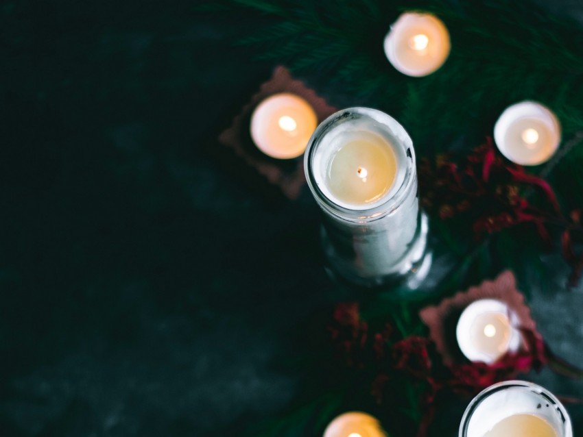 candles, branches, decoration, festive