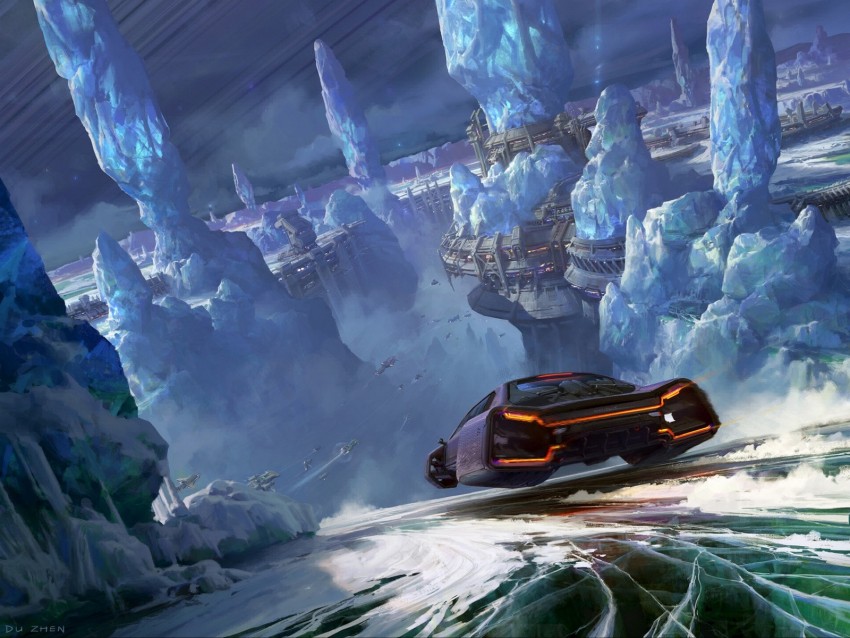 car, glaciers, sci-fi, speed