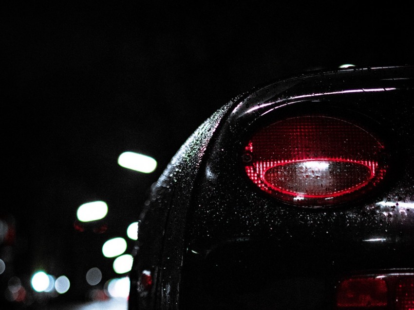 car, headlight, drops, moisture, night, dark