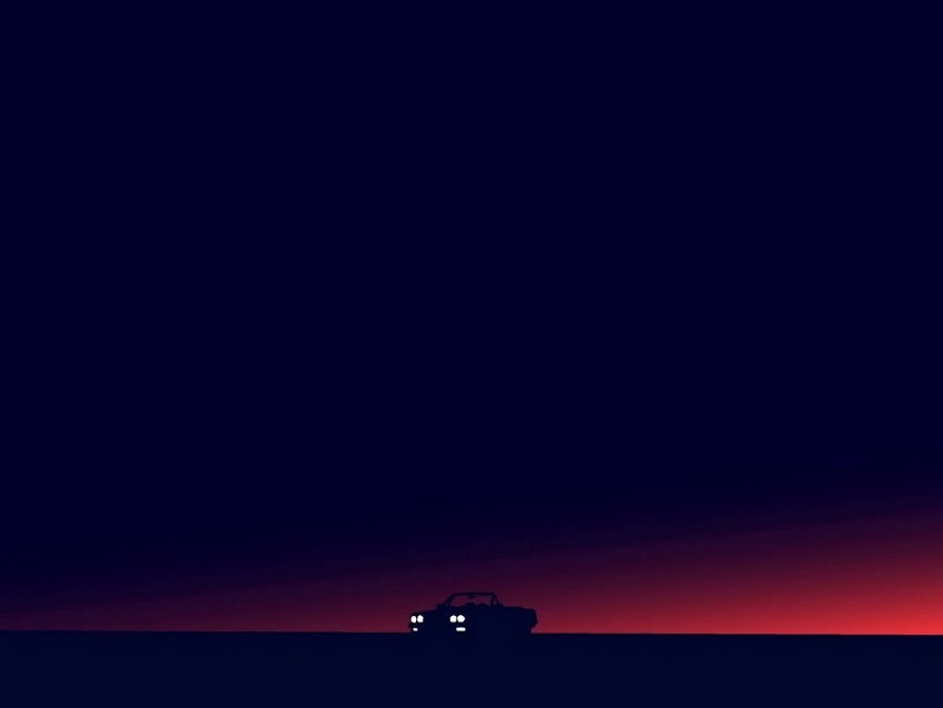 car, horizon, art, dark