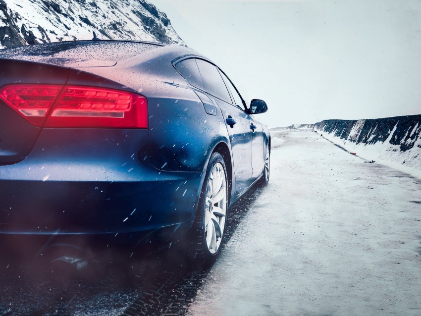 car, snow, headlight, movement