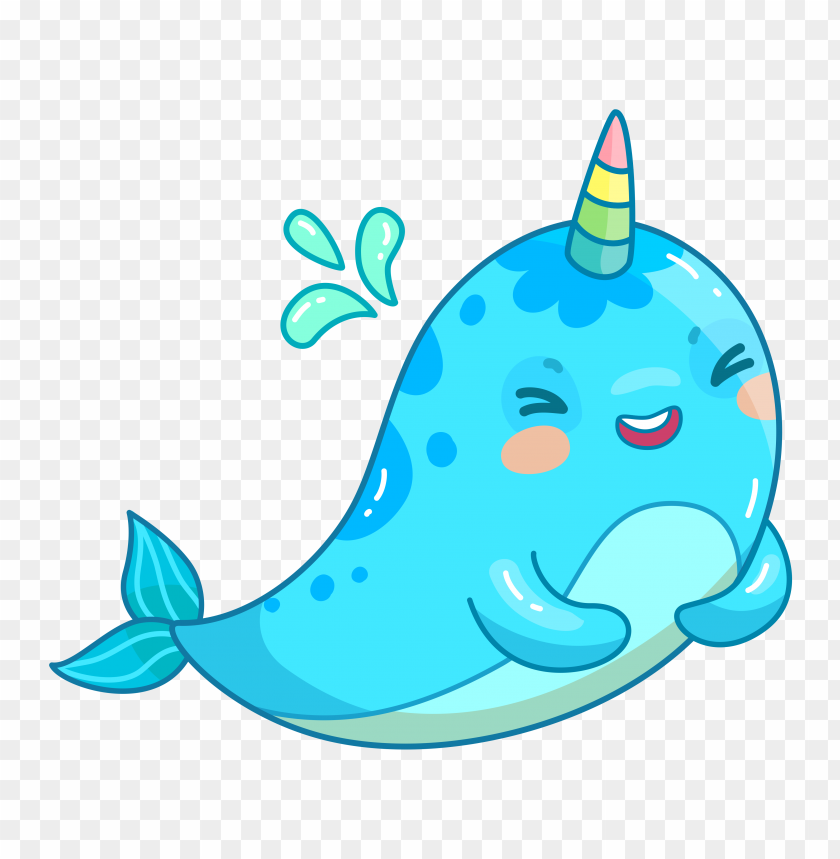 Cartoon dolphin unicorn PNG image with transparent background | TOPpng