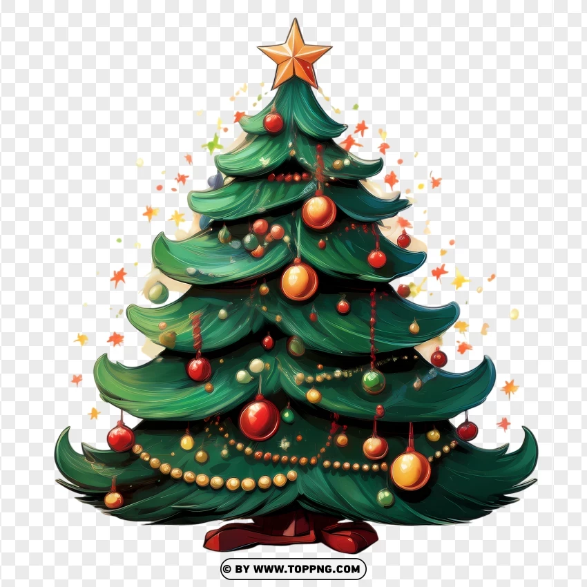 Cartoon Christmas Tree Photo PNG Transparent Background