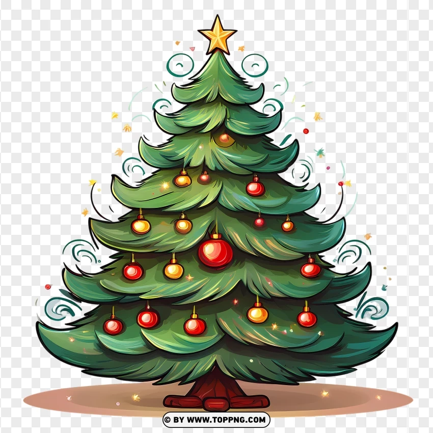 Cartoon Christmas Tree Image PNG Transparent Background