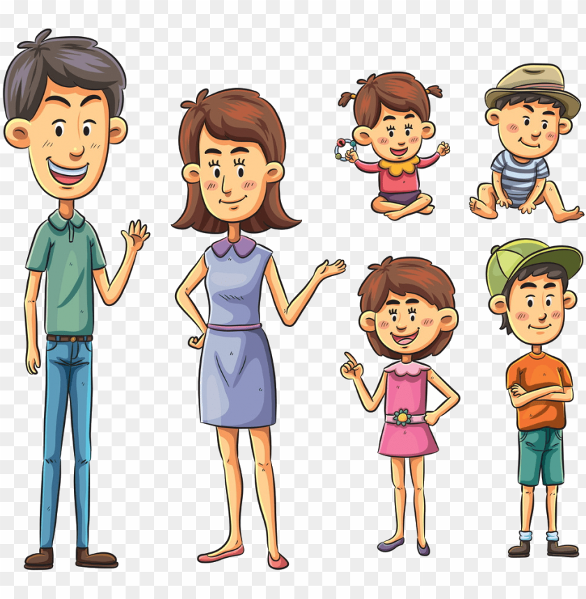 free PNG cartoon family drawing illustration - family character vector PNG image with transparent background PNG images transparent