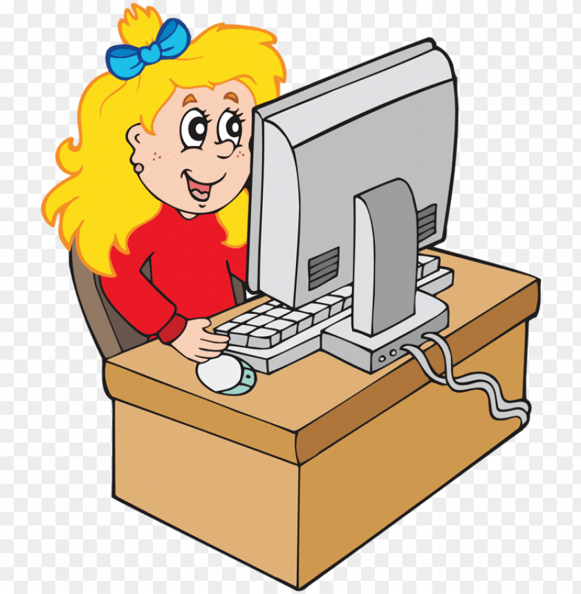 cartoon girl working with computer png pinterest cartoon girl sitting at computer PNG transparent with Clear Background ID 266882