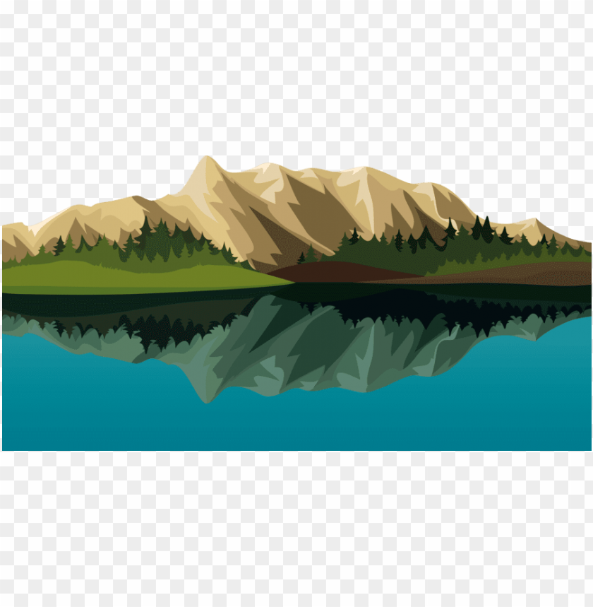 Cartoon Mountain Lake Clipart Lake - Mountains Cartoon Hd PNG Transparent Background