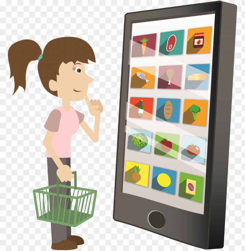 free PNG cartoon woman character online shopping icon hd PNG image with transparent background PNG images transparent