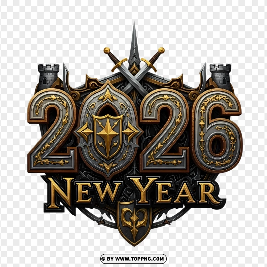 Castle-era 2026 Carved Stone Typography PNG Transparent Background