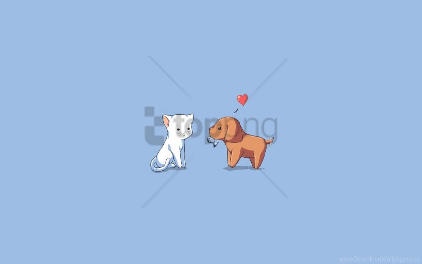 Cat Dog Drawing Heart Kitten Puppy Wallpaper Background Best Stock ...