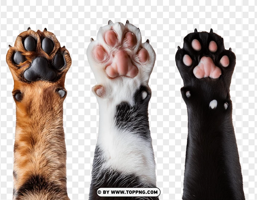Cat Paw Pads In Different Colors And Patterns PNG Transparent Background