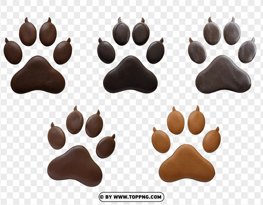 Set Of Cat Paw Prints In Brown And Black Colors PNG Transparent Background