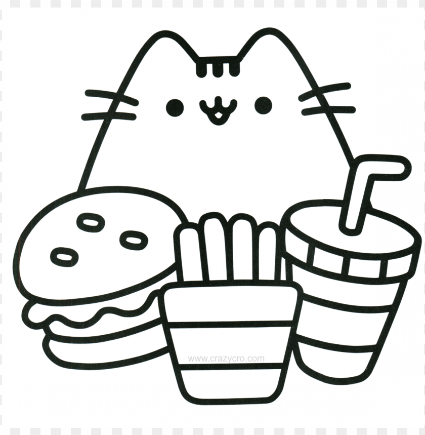 Cat With Food Coloring Page Mini Pusheen Coloring Book Png Image With Transparent Background Toppng