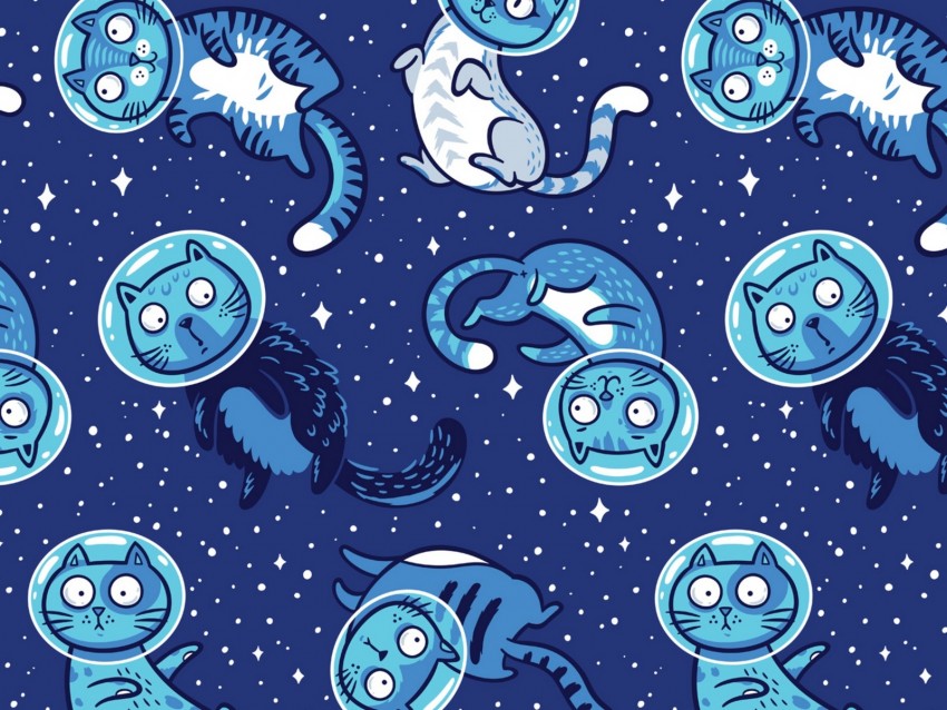 cats, astronauts, space suit, pattern