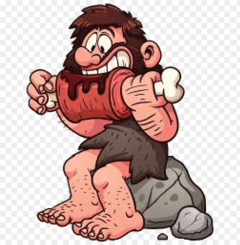 Transparent background PNG image of caveman eating meat - Image ID 69654