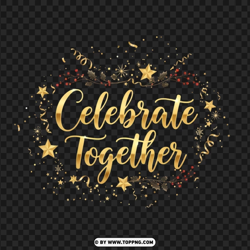 Celebrate Together Party Font Design PNG Transparent Background