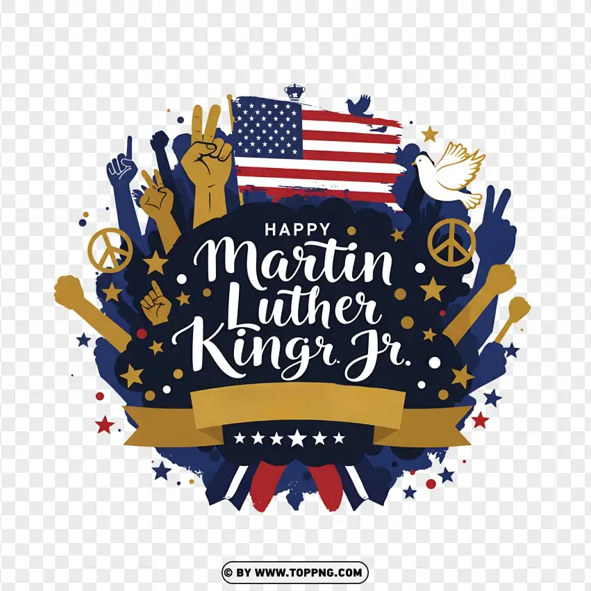 Martin Luther King Jr. Day With American Flag PNG Transparent Background