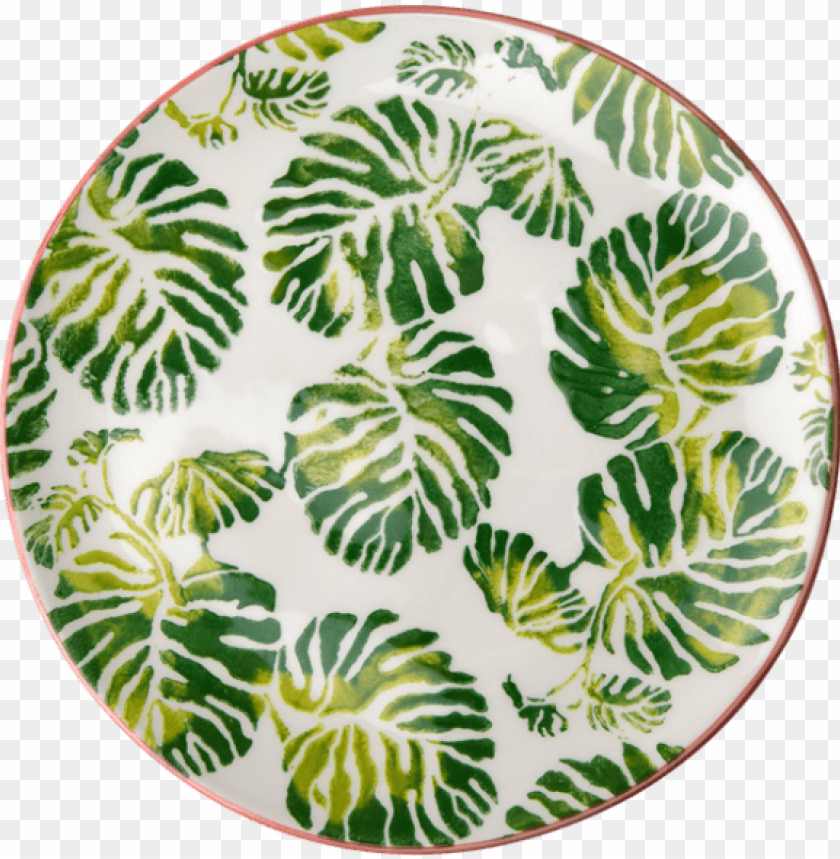 ceramic dessert plate tropical leaf print by rice dk - ceramic, dessert