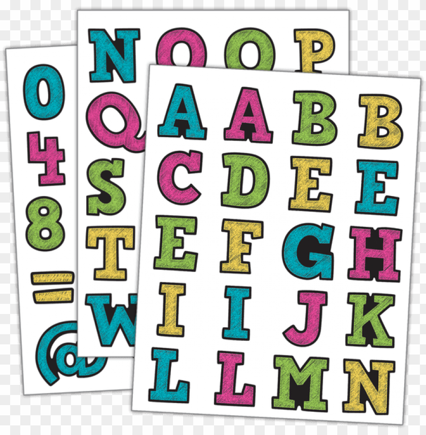 chalkboard brights alphabet stickers - alphabet PNG image with transparent background@toppng.com