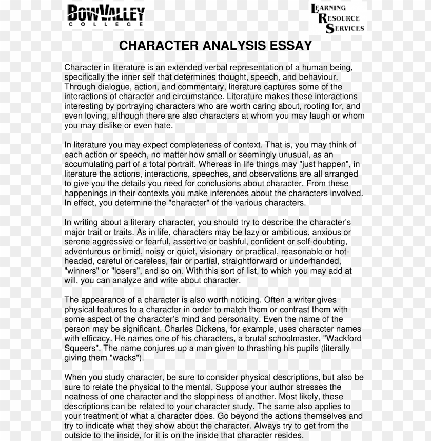 character analysis essay guideline main image PNG transparent with Clear Background ID 416483