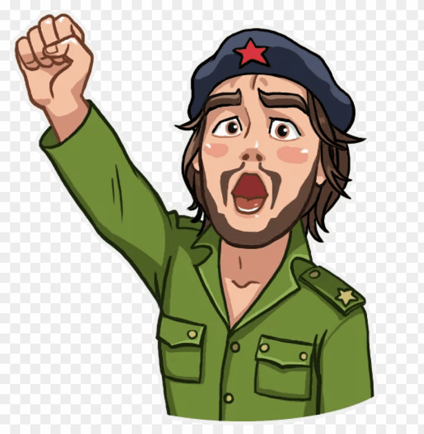 Free Download HD PNG Che Guevara Cartoon Styled Military Salute 