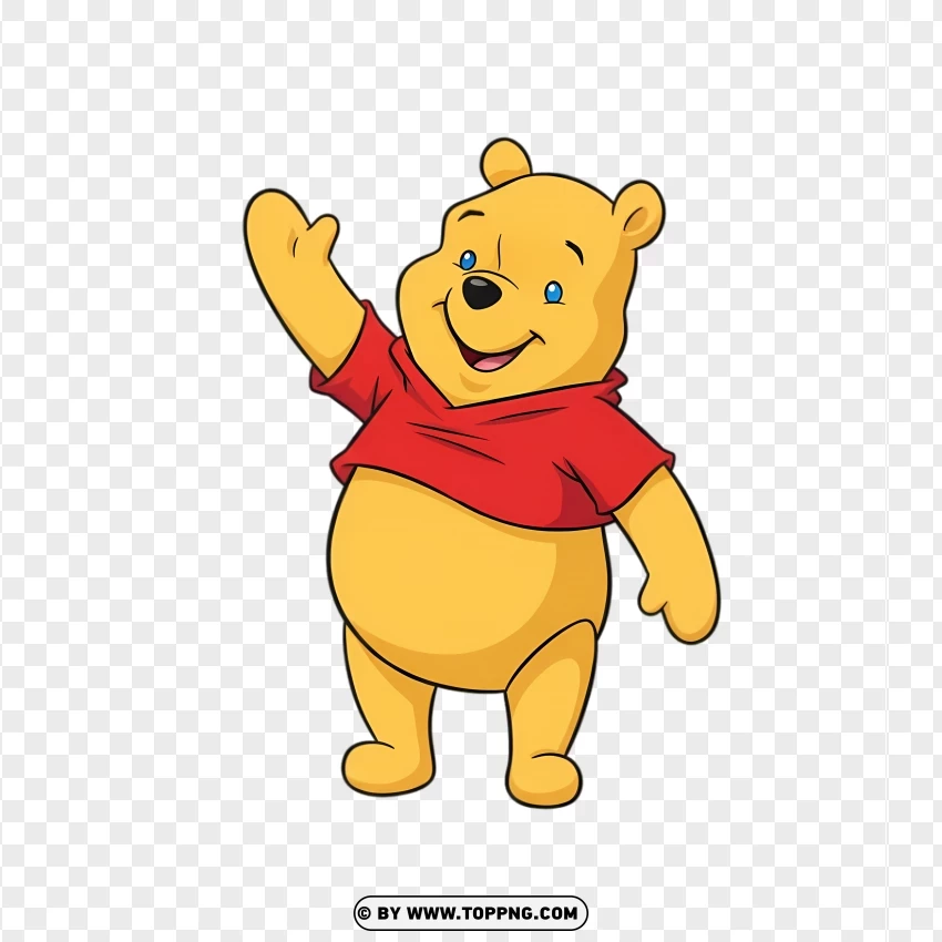 Cheerful Wave From Winnie The Pooh Bear PNG Transparent Background