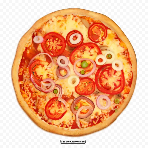 Cheesy And Tomato Pizza Top View Transparent PNG