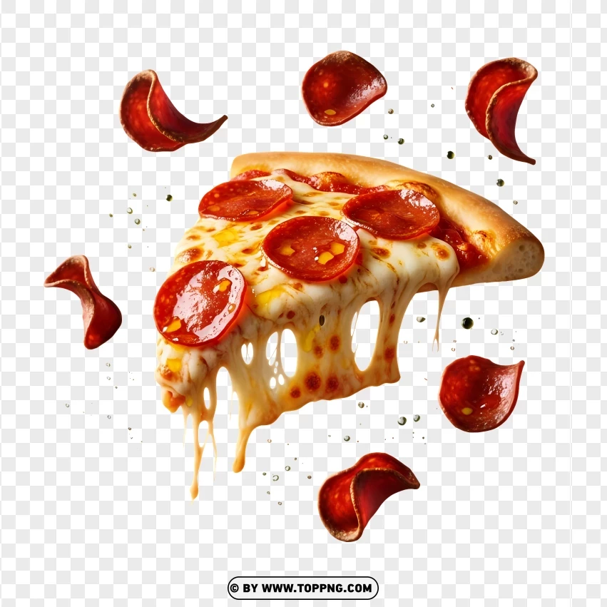 Cheesy Pizza Slice With Melted Toppings PNG Transparent Background