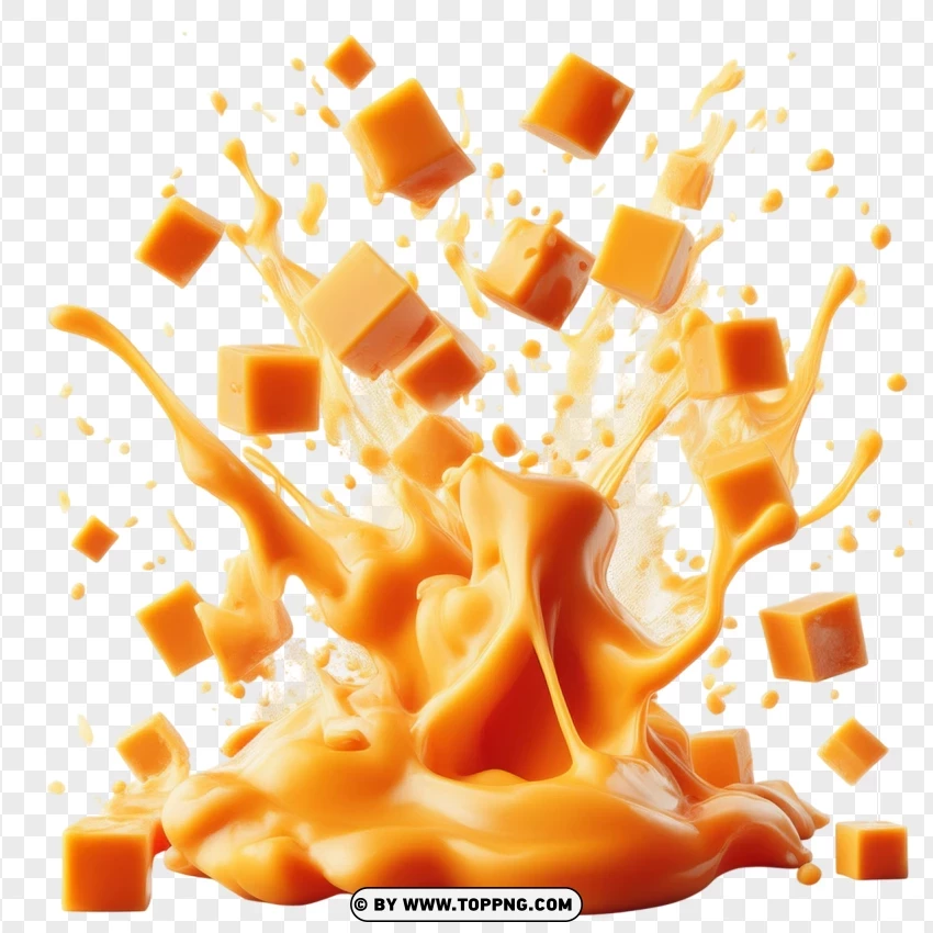 Cheddar Cheese Cubes In Motion Splash PNG Transparent Background