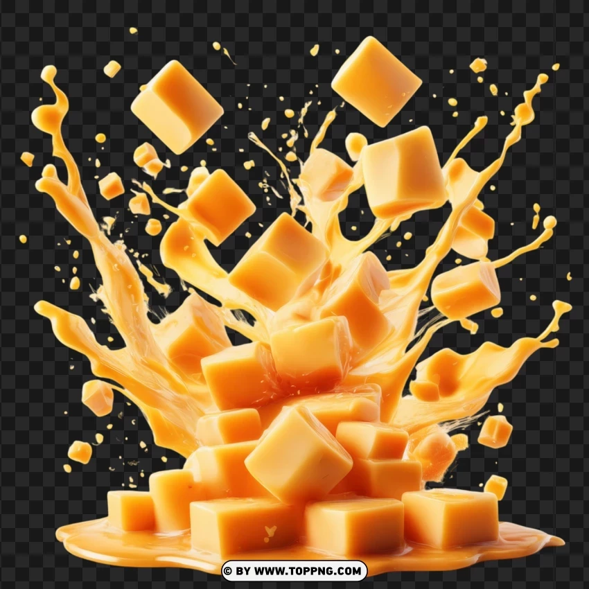 Realistic Cheese Explosion With Sauce PNG Transparent Background