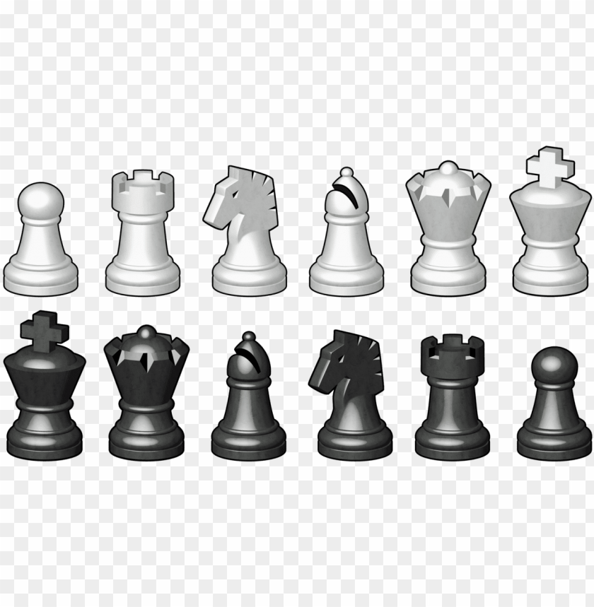 Black and white chess game pieces, figures on chess board on transparent  background PNG - Similar PNG