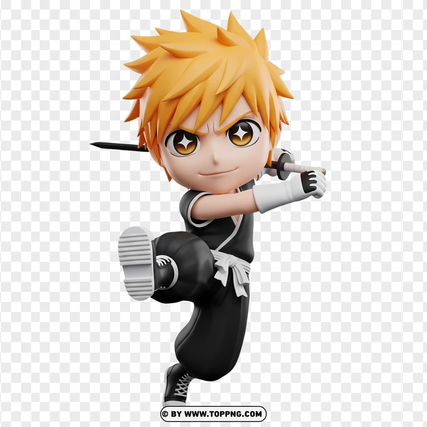 Chibi Bleach Character Ichigo Kurosaki PNG Transparent Background