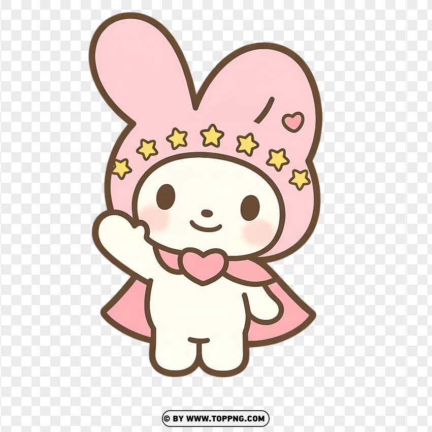 Chibi bunny wearing sparkling stars headband in cute pose