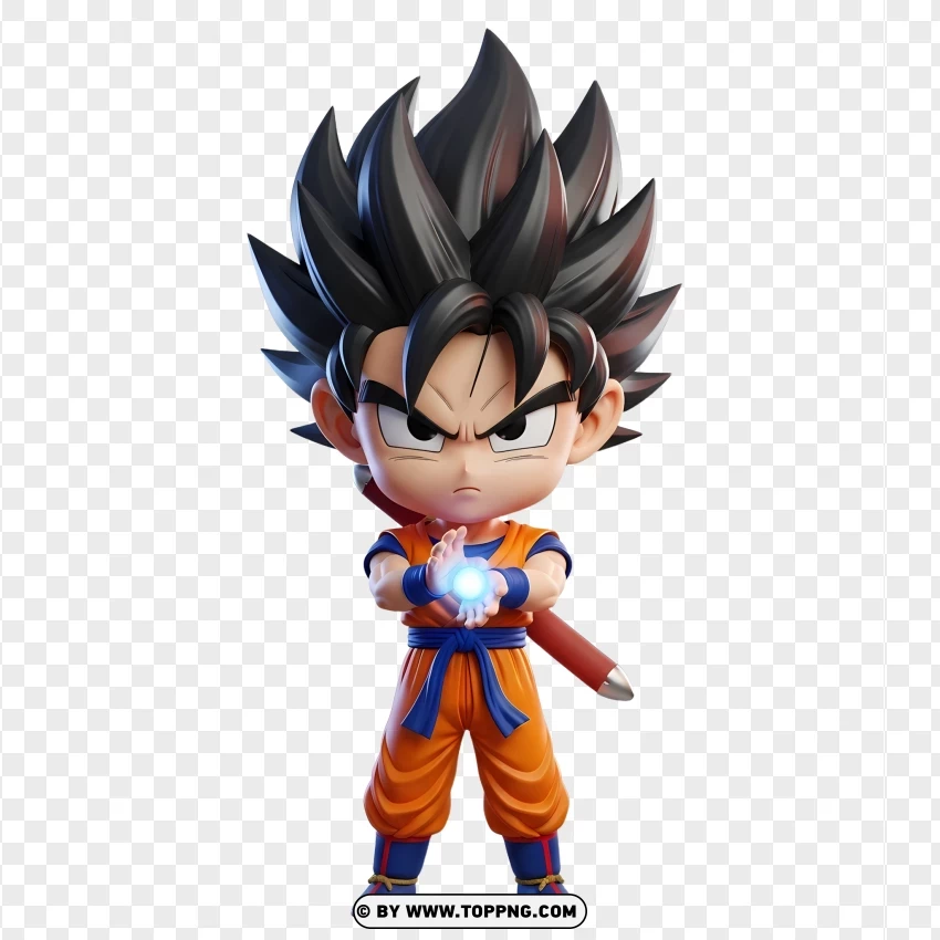 Chibi Goku Firing Kamehameha Energy Attack PNG Transparent Background