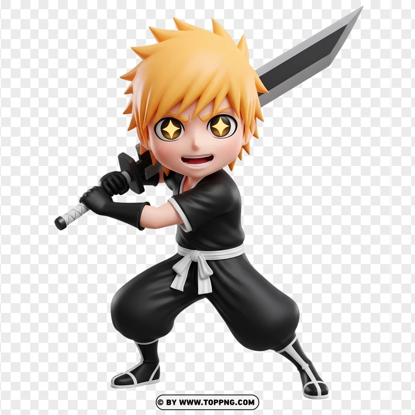 Chibi Ichigo Holding Zanpakuto Sword PNG Transparent Background