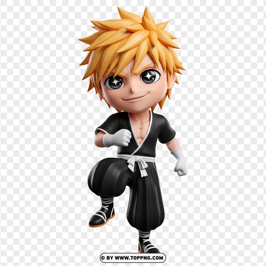 Chibi Ichigo Kurosaki In Black Shihakusho PNG Transparent Background