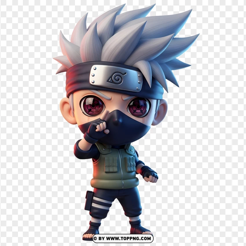 Chibi Kakashi Activating Sharingan Eye PNG Transparent Background