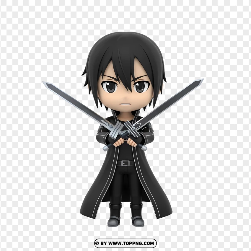 Chibi Kirito 3d With Dual Swords PNG Transparent Background